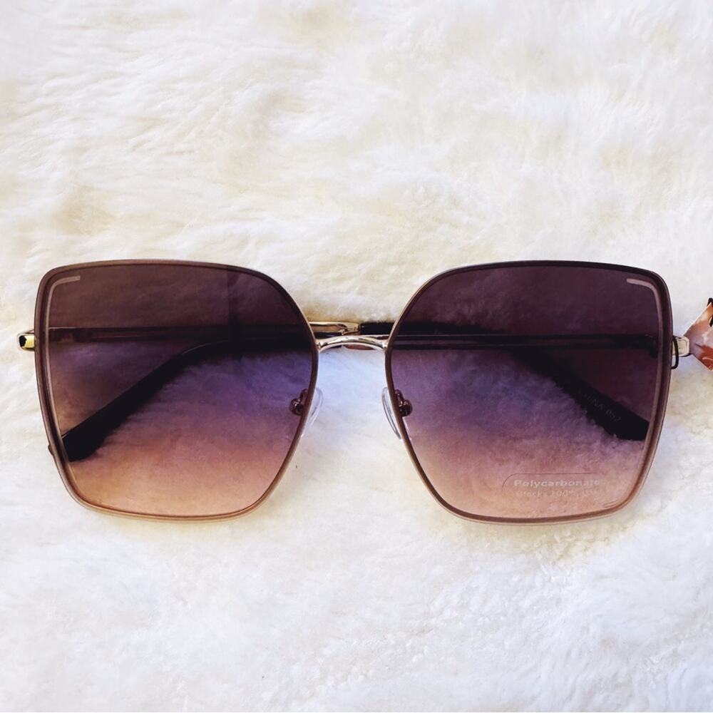 Monica Clear Light Purple Geometric Sunglasses